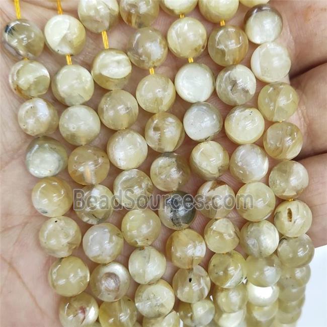Natural Peru Lepidolite Beads Yellow Dye Smooth Round
