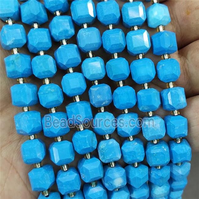 Blue Magnesite Turquoise Cube Beads Dye Faceted