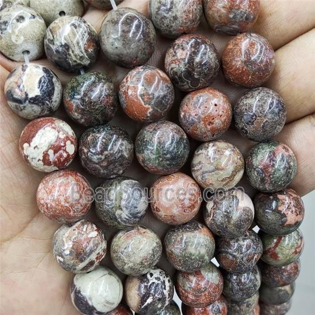 Natural Ocean Jasper Beads Red Smooth Round