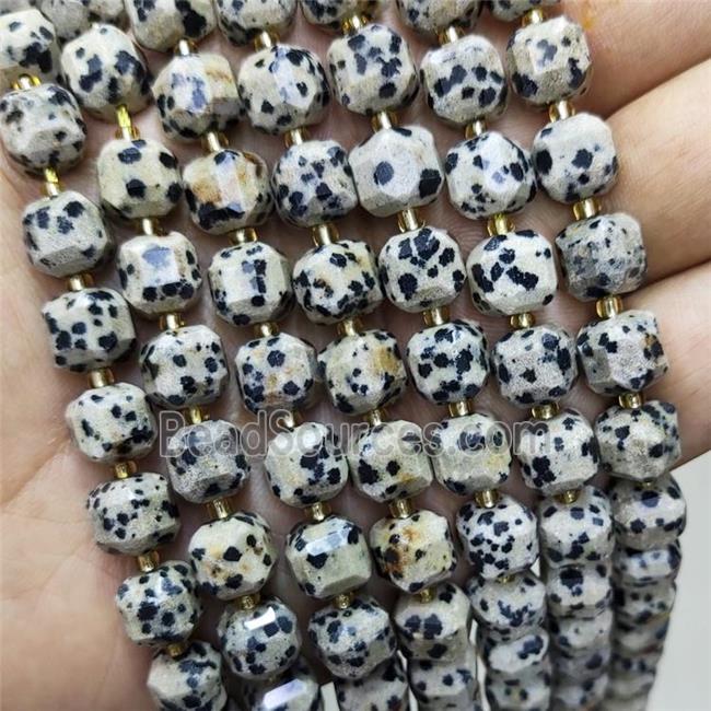 Natural Black Dalmatian Jasper Beads Faceted Cube