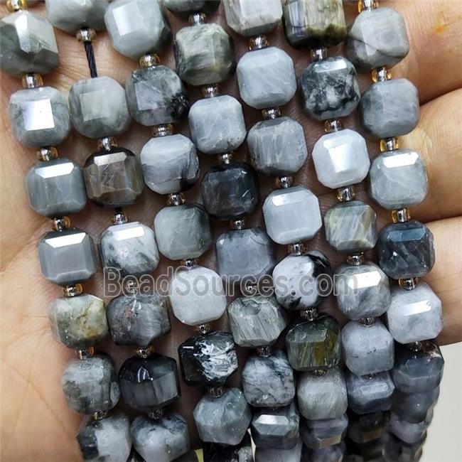 Natural Hawkeye Stone Beads Faceted Cube Eagle Jasper