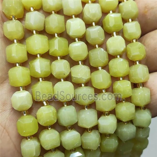 Lemon Jade Beads Faceted Cube