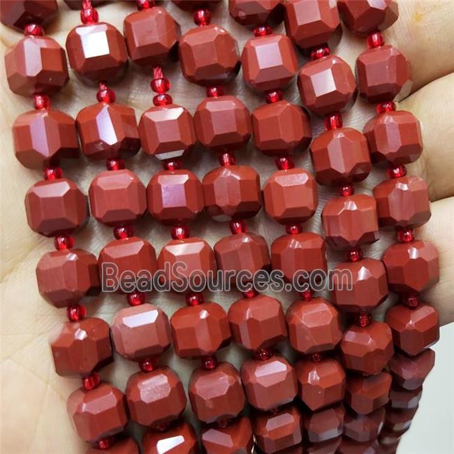 Natural Red Jasper Beads Faceted Cube