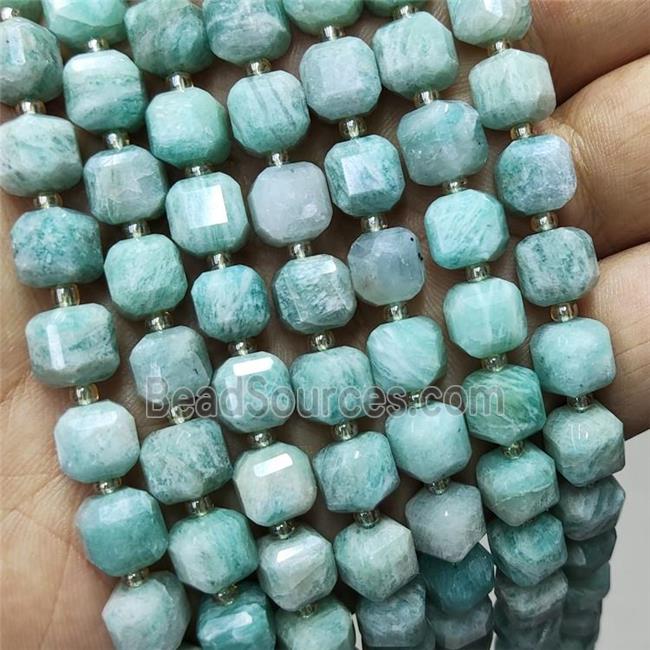 Natural Green Amazonite Beads Faceted Cube