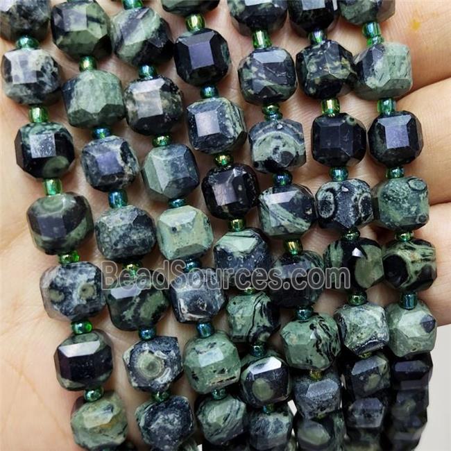 Natural Kambaba Jasper Beads Faceted Cube Green