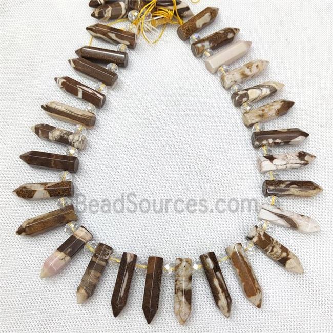 Natural Australian Zebra Jasper Bullet Beads Coffee