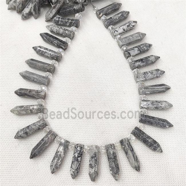 Natural Gray Map Jasper Bullet Beads