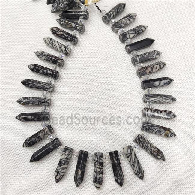 Natural Silk Jasper Bullet Beads Black