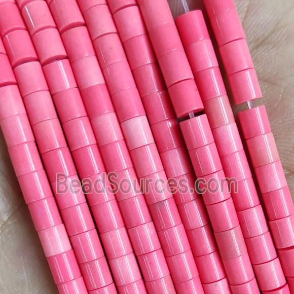 Pink Oxidative Agate Tube Beads