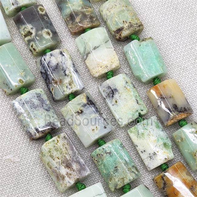 Natural Green Opal Beads Faceted Rectangle