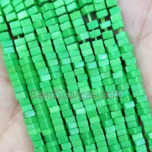 Green Oxidative Agate Square Beads