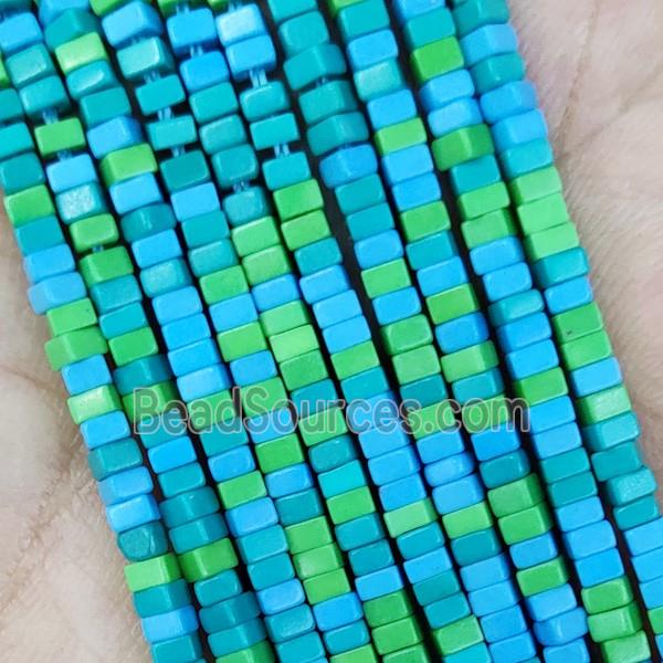 Blue Oxidative Agate Square Beads