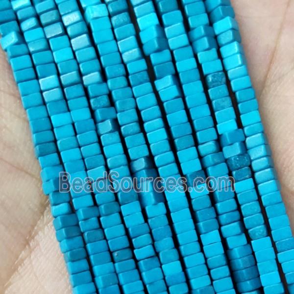 Blue Oxidative Agate Square Beads