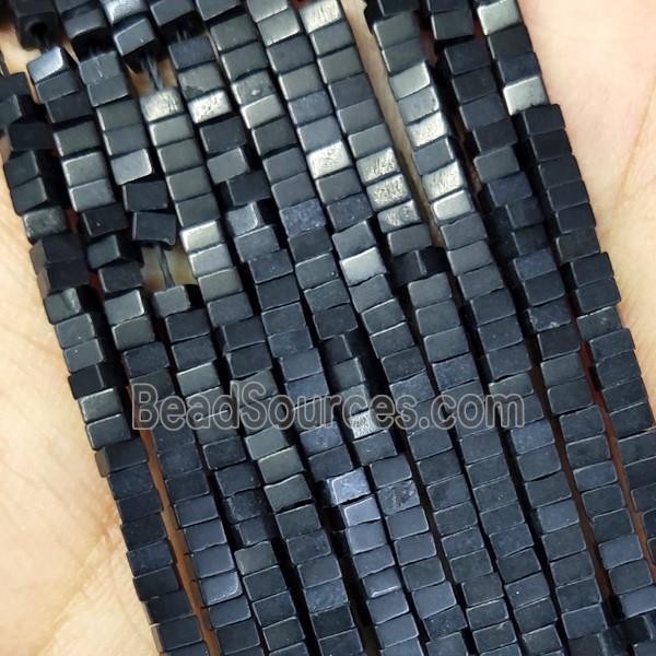 Black Oxidative Agate Square Spacer Beads