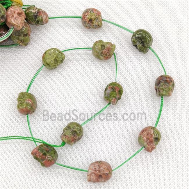 Natural Unakite Skull Beads Carved