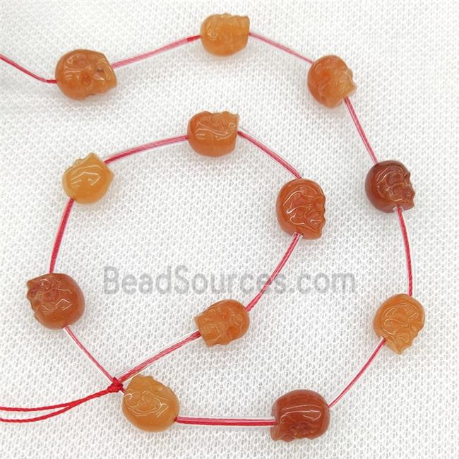 Natural Red Aventurine Skull Beads Carved