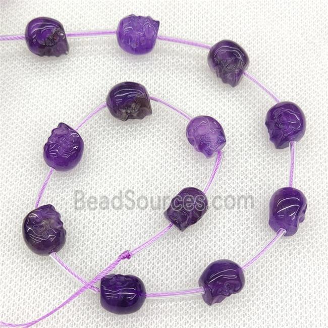 Natural Purple Amethyst Skull Beads Carved