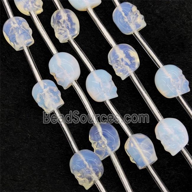 White Opalite Skull Beads Carved