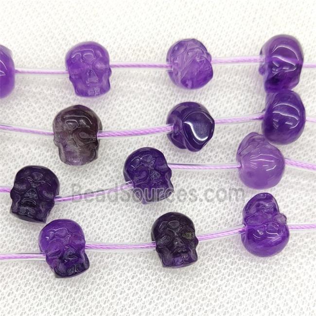 Natural Purple Amethyst Skull Beads Carved