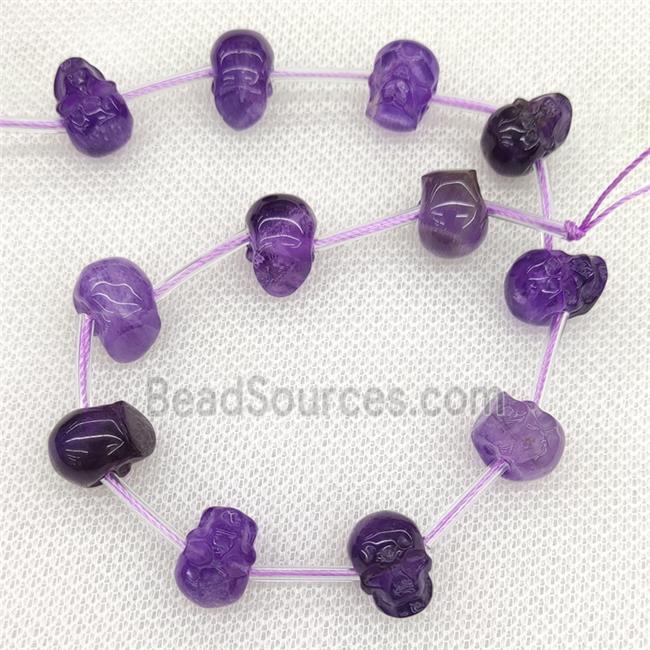 Natural Purple Amethyst Skull Beads Carved