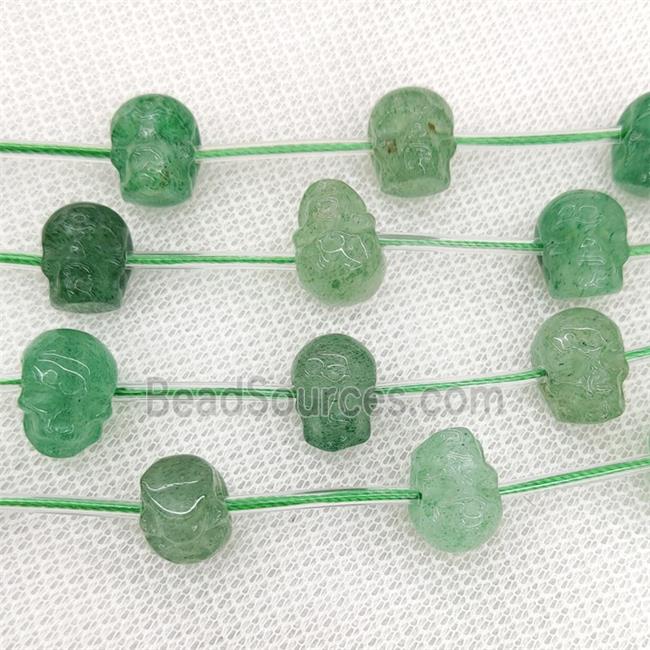 Natural Green Strawberry Quartz Skull Beads Carved