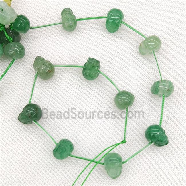 Natural Green Strawberry Quartz Skull Beads Carved