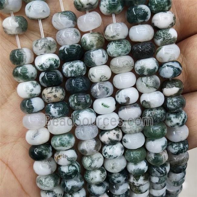 Green Tree Agate Rondelle Beads Smooth