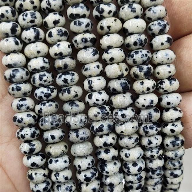 Black Dalmatian Jasper Beads Smooth Rondelle