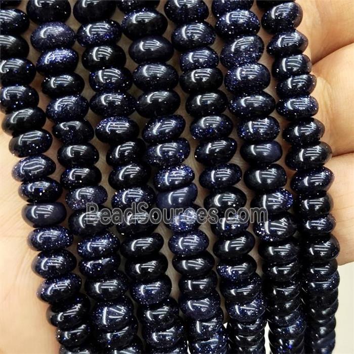 Blue Sandstone Beads Smooth Rondelle