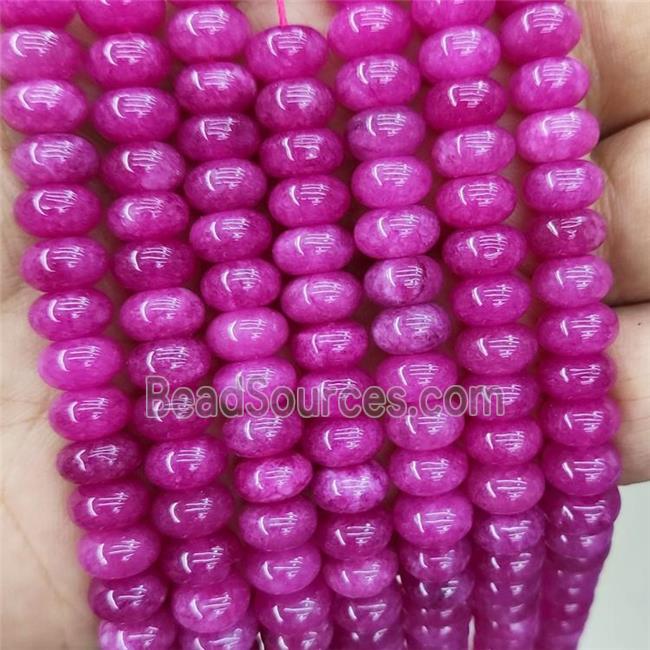 Jade Beads Hotpink Dye Smooth Rondelle