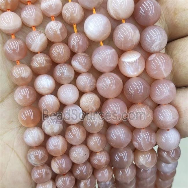 Natural Peach Moonstone Beads Smooth Round