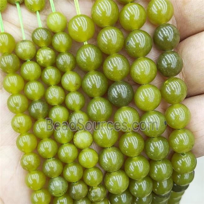 Natural Lemon Jade Beads Olive Smooth Round