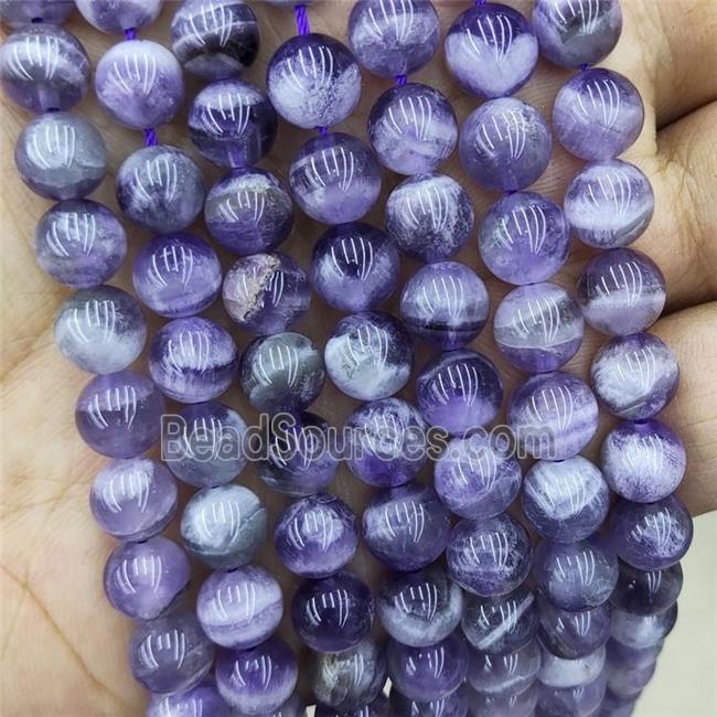 Natural Dogtooth Amethyst Beads Purple Smooth Round