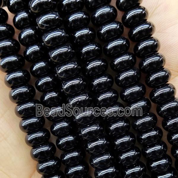 Natural Agate Beads Black Dye Smooth Rondelle