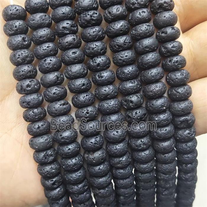 Black Lava Rock Stone Beads Rondelle