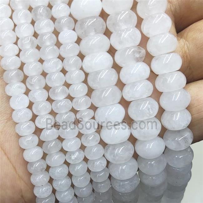 White Quartzite Jade Beads Smooth Rondelle