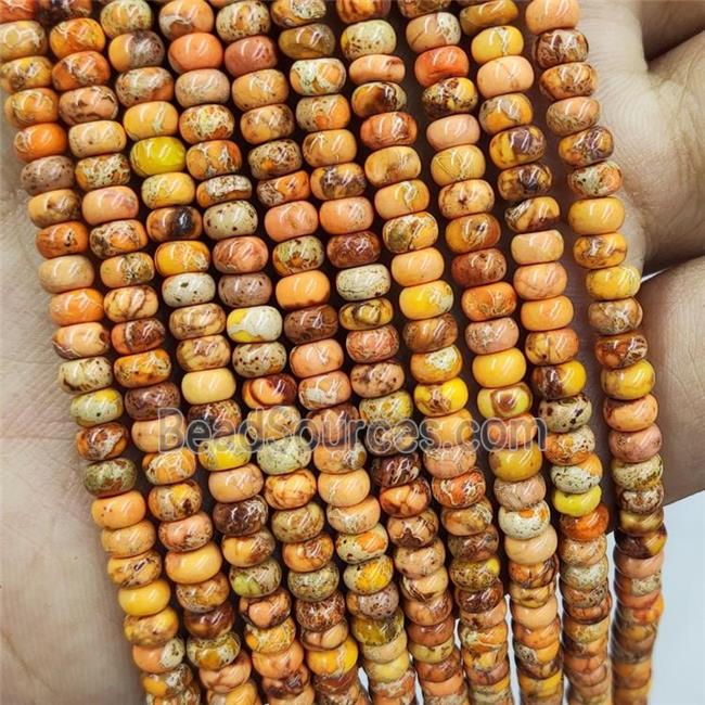 Orange Imperial Jasper Rondelle Beads Smooth