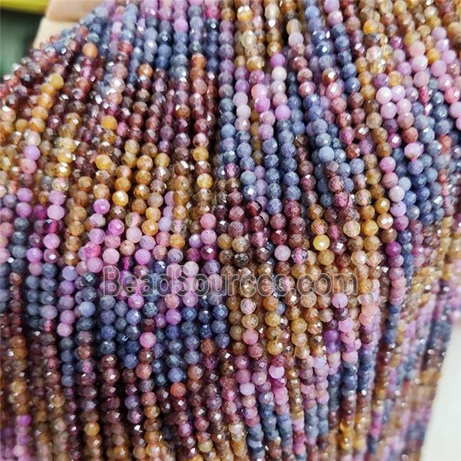 Natural Ruby Corundum Beads Multicolor Faceted Round