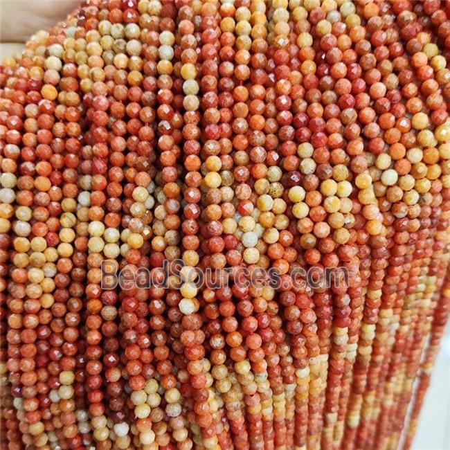 Natural Coral Beads Tiny Orange Faceted Round