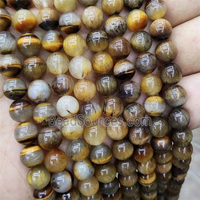 Natural Tiger Eye Quartz Beads Smooth Round
