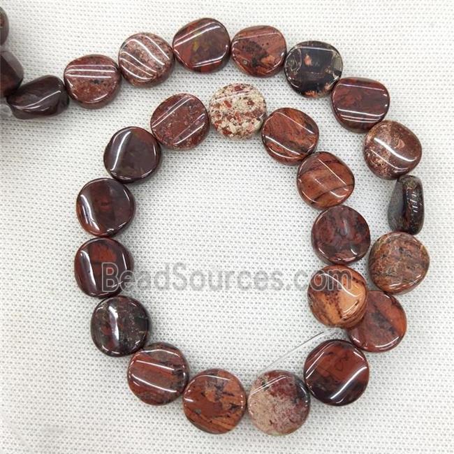 Natural Red Jasper Beads Coin Twist