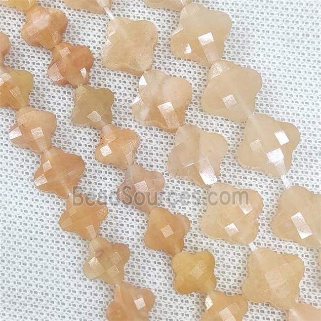 Natural Yellow Aventurine Clover Beads Faceted