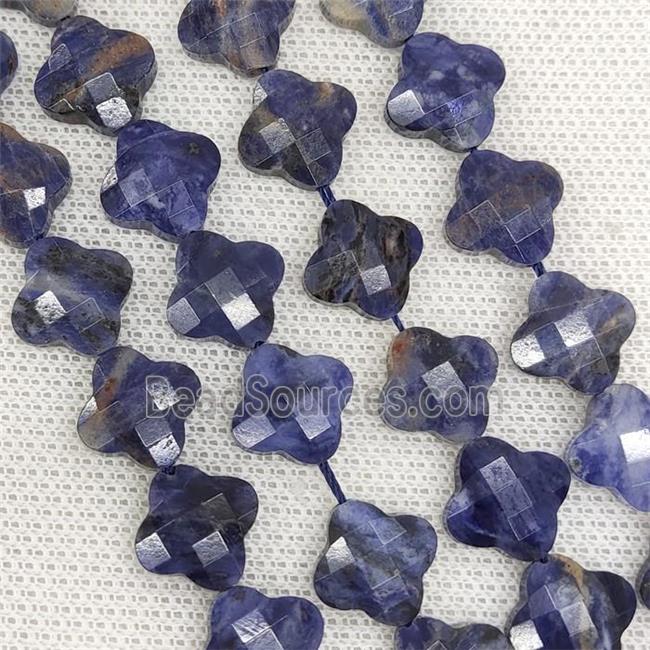 Natural Blue Sodalite Clover Beads Faceted