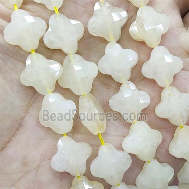 Natural Honey Jade Clover Beads Faceted Yellow