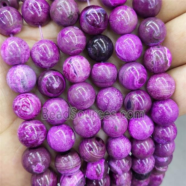 Natural Agate Beads Fuchsia Dye Smooth Round