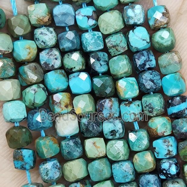 Natural Turquoise Beads Faceted Cube Teal