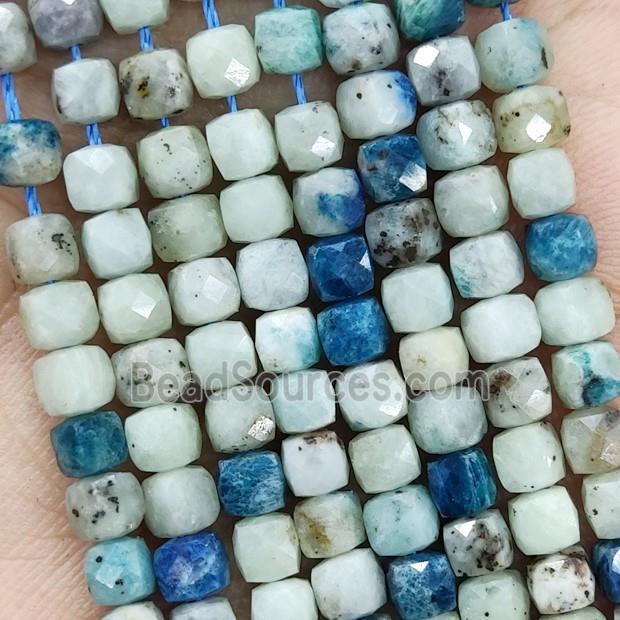 Natural K2 Jasper Beads Blue Faceted Cube