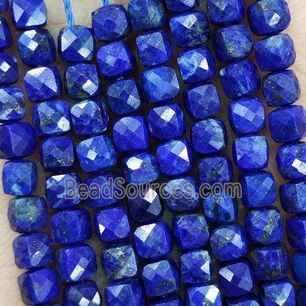 Natural Lapis Lazuli Beads Blue Faceted Cube