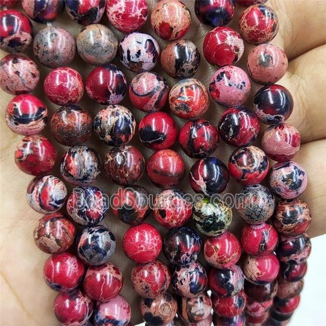 Imperial Jasper Round Beads Red Dye Smooth Round