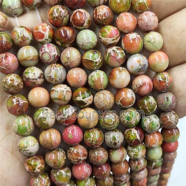 Imperial Jasper Beads Peach Dye Smooth Round